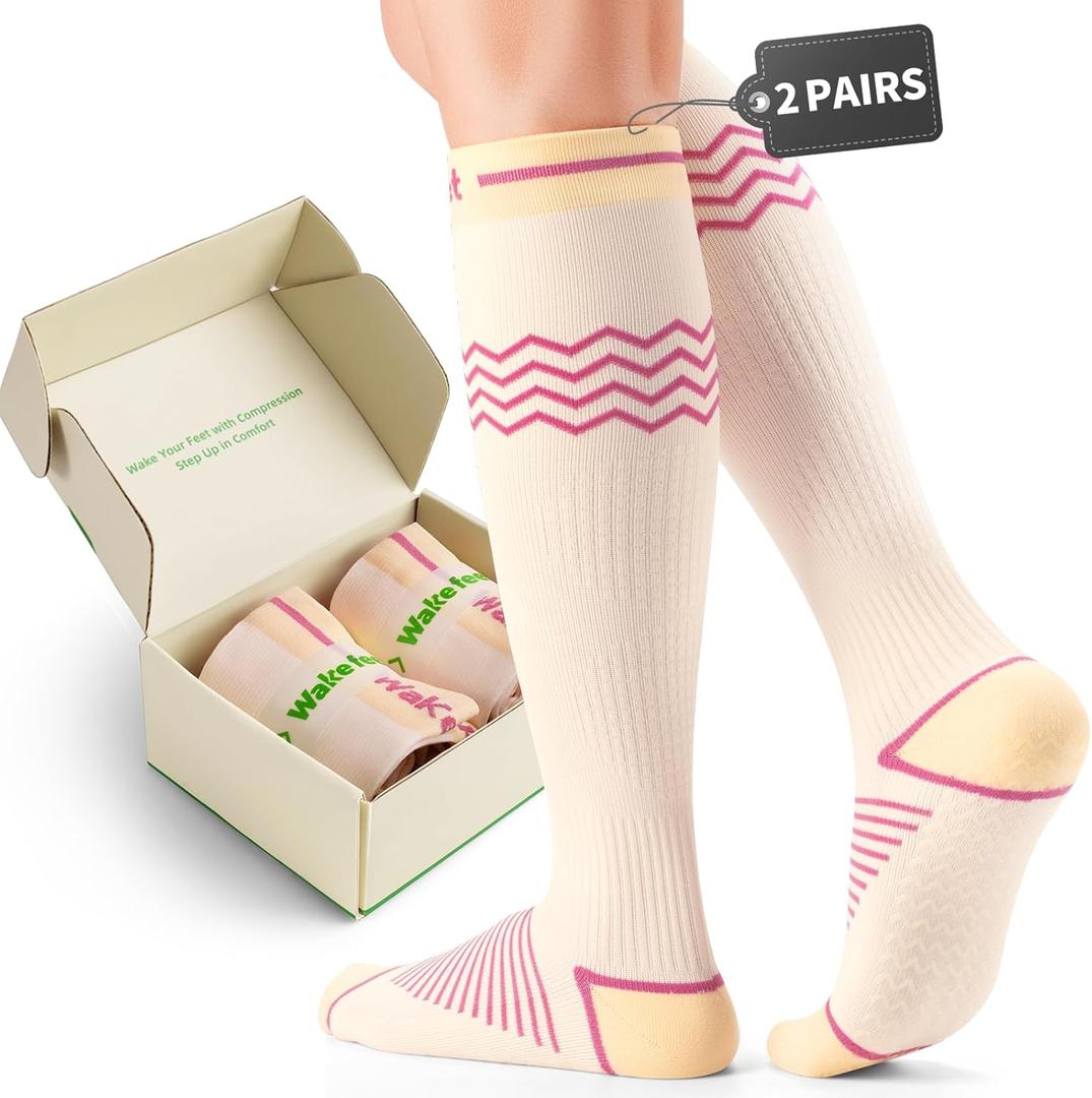 Pregnancy Compression Socks for Women, 2Pairs 15-20mmHg Maternity Compression Stocking for Swelling Circulation Long Standing S/M