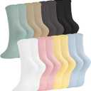 8 Pairs Non Slip Pilates Socks for Women, Cotton Ruffle Yoga Crew Socks with Grips for Athletic Workout Barre Gym Hospital