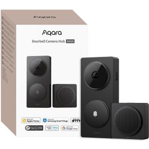 Aqara Smart Doorbell Camera G410 with Chime, 2K, HomeKit Secure Video, 2-Way Audio, Built-in Matter Hub, Wireless/Wired, Supports Apple Home, Alexa, Google, Home Assistant, 2.4G/5GHz Wi-Fi, Black
