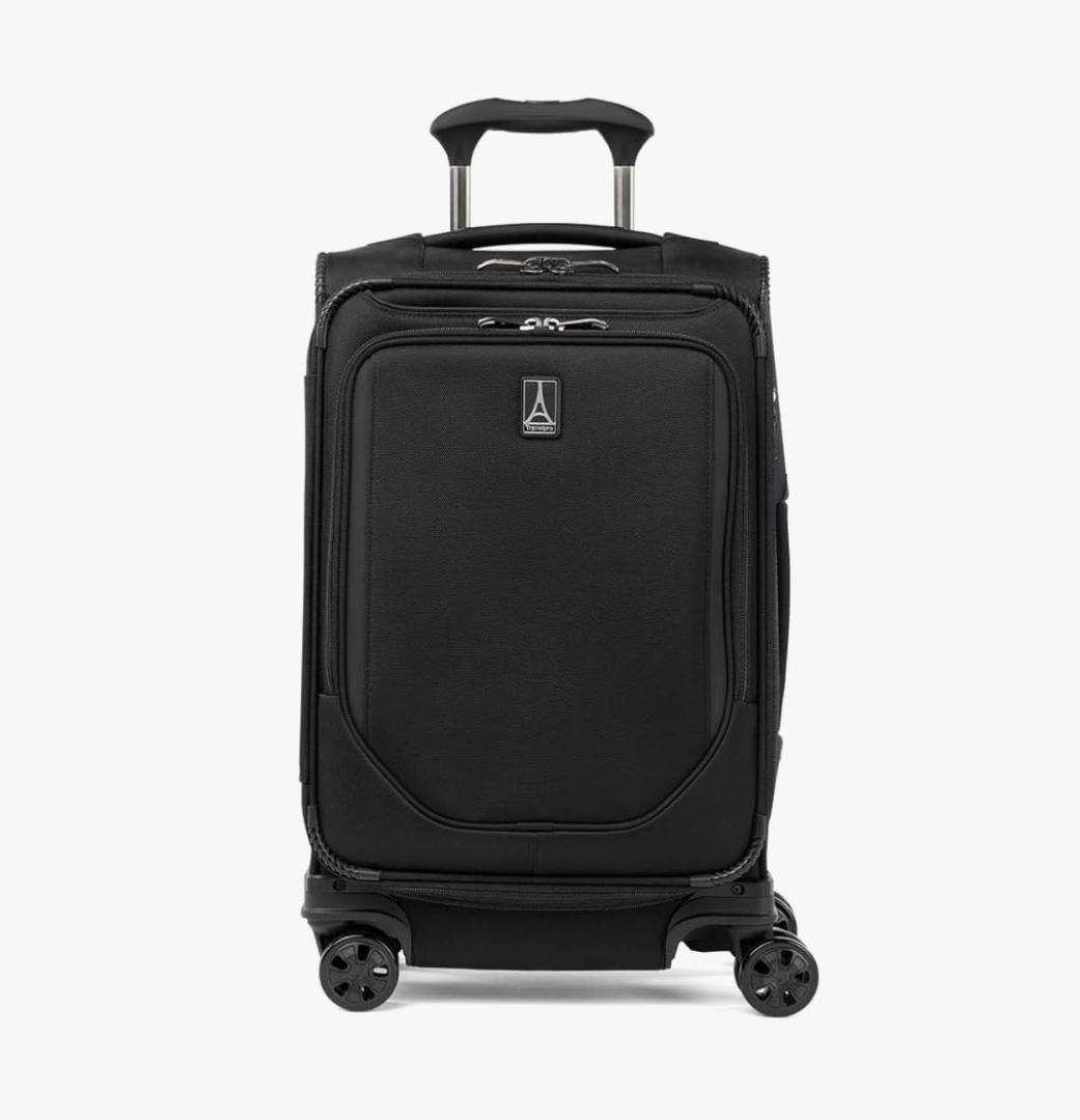 Travelpro Crew Classic Lightweight Softside Expandable Carry on Luggage, 8 Wheel Spinner Suitcase, Men and Women, Carry On 21-Inch, Black