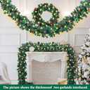5 Christmas Garland Decorations Set Includes 2 Pcs 6ft Christmas Garland with Lights 19.7" Large Christmas Wreath a Hanger and 1000 Zip Ties for Mantle Stairs Railing Fireplaces