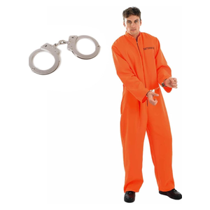 fun shack Men's Prisoner Costume, Orange Jail Inmate Jumpsuit, Adult Prison Outfit for Halloween or Costume Parties, XL