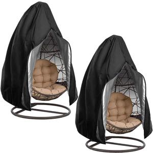 UpgradedPatio Egg Chair Covers with Zipper, Wicker Egg Swing Chair Covers, Waterproof Heavy Duty Weather Resisatnt Outdoor Chair Cover, Windproof Hanging Chair Cover, 75" x 45", Black, 2 Pack