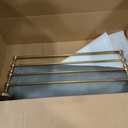 24" 2-Tier Flower Style Brass Foldable Towel Rack with Hooks, measures 24'' long by 10.2'' deep, 24.8"L x 9.84"W x 2.95"H