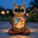 Solar Garden Sculpture, Resin Owl Outdoor Solar Light Ideal for Gardens, patios, courtyards, and as a Decorative Night Light for Indoor Home desks