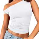 Trendy Queen Womens Summer Off The Shoulder Tops Going Out T Shirts Crop Tank Top Fashion Clothes Spring Outfits 2025 (Medium)