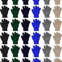 Toulite 36 Pair Adult Winter Gloves Bulk Warm Knitted Magical Gloves Stretchy Solid Color Mittens for Men Women Homeless