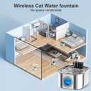Cat Water Fountain Wireless,Stainless Steel-Rechargeable- Battery Operated Cat Water Fountain,108oz/ 3.2l Automatic Cordless Pet Fountain,Pet Fountain with 4200 Mah Battery