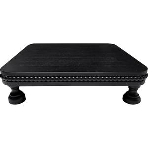 Dwellington Farmhouse Display Wood Riser, 12" Decorative Black Beaded Pedestal Stand, Square Tiered Tray Decor for Kitcher Decor, Countertop