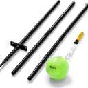 A11N SPORTS Portable Tetherball Set for Backyard, 10.5ft Adjustable Steel Pole with Spiral Ground Anchor, Soft PU Volleyball & Rope, Heavy Duty Outdoor Game for Family, Lawn, Camping & Party