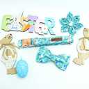 Lionheart glory Easter Day Dog Collar with Flower Dog Collar for Large Dogs, Easter Rabbits Colorful Dog Flower Collars Spring Bunnies Blue Collars Pet Collar Flowers (X-Large (Pack of 1)