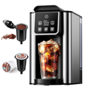 Hot  Iced Coffee Maker with Bold Setting, Single Serve Coffee Maker for K Cup and Grounds, 6-14 oz Brew Sizes, 50 oz Removable Water Tank, One Cup Coffee Machine, Black