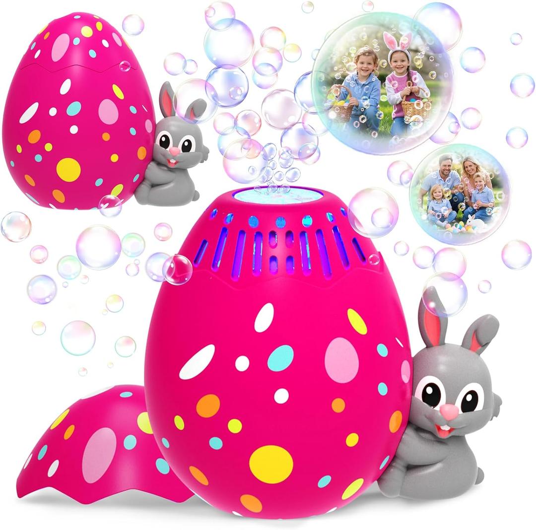 Bubble Machine for Toddlers,Rabbit Bubble Machine for Kids,Automatic Bunny Egg Bubble Blower,Outdoor Toys Easter Baskets Stuffers Gift for Age 3 4 5 6 7 8 Years Old Boys Girls (Rose)