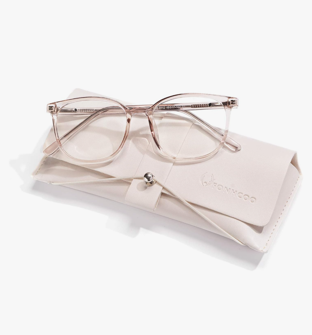 FONHCOO Blue Light Blocking Glasses Fashion Round TR90 Frame Transparent Eyewear Anti UV Computer Glasses for Women Men