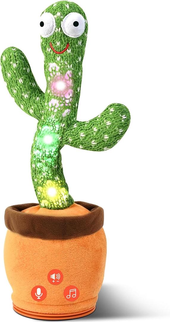 SANJOIN Cactus Baby Toy Talking Dancing Singing Adjustable Volume, Baby Girl for 1 Year Old, Infant Toys for 06 612 Months Stocking Stuffers