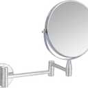 Amazon Basics Wall Mount Round Vanity Mirror, 1X/5X Magnification, Chrome, 12.8"L x 10"W