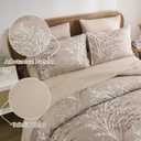 DJY Beige Floral Comforter Set King Size, Branch Botanical Bed in a Beg 7 Pieces Floral Bedding Set, Soft Microfiber Reversible Comforter Set for All Season, 90''x90''