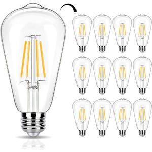12 Pack Dimmable LED Light Bulbs 40 Watt Equivalent, ST19 Vintage E26 Edison Bulbs, 2700K Soft Warm White 4W LED Bulbs, Antique Filament Decorative Light Bulbs for Light Fixtures