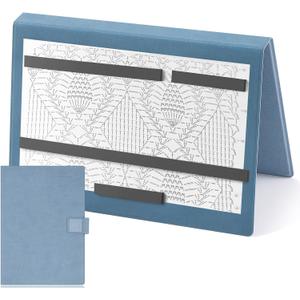 Flutesan 1 Pcs Blue Knitting Pattern Holder, Fold up Cross Stitch Knitting Chart Keeper with 4 Pcs Replacement Magnets, Cross Stitch Accessories Supplies, Unfolded Size 13.2 x 9 Inch