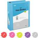 3 Ring Binder 1.5 Inch Blue, 1  inch Binder Clear View Cover with 2 Inside Pockets, Colored School Supplies Office and Home  by Enday