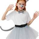 Spooktacular Creations Halloween Gray Mouse Donkey Cow Costume Set Animal Ears Headband Tail Costume Accessory for Kids Adult