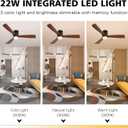 52" Ceiling Fans Flush Mount with Lights and Remote Control, Dark Brown Solid Wood Ceiling Fans for Indoor Outdoor Farmhouse, Timing 6 Speeds 3 Color Light with Memory Lighting