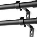 Curtain Rods Modern Minimalist Style,3/4 Inch Diameter Adjustable Curtain Rods for Windows, 16-48", Black, 2 Pack