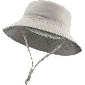 Windproof Lightweight Baby Sun Hat UPF 50+ Bucket Hat with Wide Brim, Beach Hat Boys Girls with Adjustable Strap (2-7 Years, Beige)