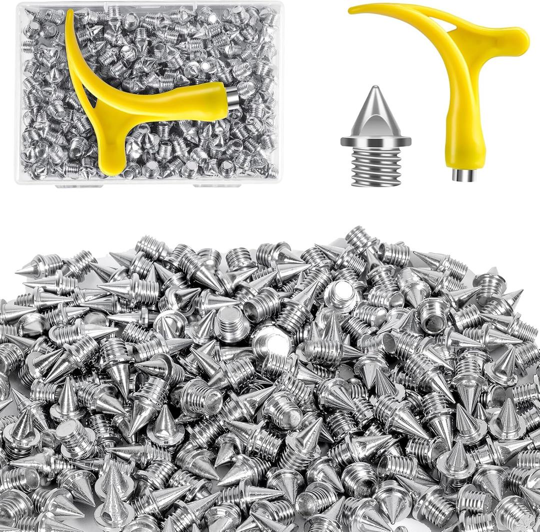 YUNVI 3/16 Inch Track Spikes,Stainless Steel Pyramid Shoe Spikes with Wrench for Track and Cross Country,Replacement for Sprint Sports Short Running Shoes