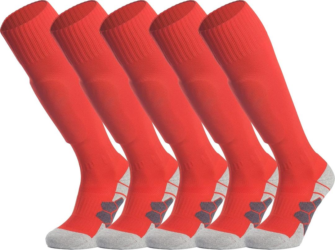 APTESOL Knee High Soccer Socks (1/3/5 Pair) Team Sport Cushion Athletic Socks for Kids Youth Adult (XS)