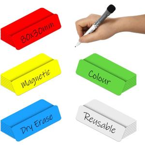 Dry Erase Magnetic Labels 3.1x1.2 Inch, Reusable Magnetic Labels for Whiteboards Locker School Classroom Office Home,Pack of 40