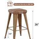 Yongchuang Backless Bar Stools Set of 4, 26" Walnut Brown Metal Barstools