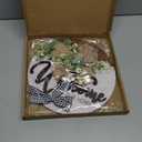 Welcome Sign for Front Door Round Wood Sign Hanging for Farmhouse porch Door Decoration (White)