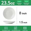 Bone China Pasta Bowls Set of 4, 23.5oz Soup Bowls White Salad Bowl, 8 inch Pasta Bowls Lightweight Wide Shallow Kitchen Plates for Serving Dinner - Microwave Dishwasher Safe, Kitchen Gifts