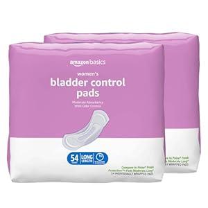 Amazon Basics Incontinence, Bladder Control Pads for Women, Moderate Absorbency, Long Length, 54 Count, 2 Pack