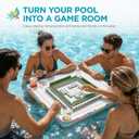 32"x32" Large Floating Mahjong Table for Pool & Hot Tub, Waterproof Float Board for Mahjong, Poker, Dominoes & Card Games, Summer Floating Game Tray for Adults Party & Spa Relaxation (Orange)