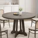 IDEALHOUSE Round Dining Table for 4, 47 Inch Wooden Kitchen Circle Dinner Table with Sturty Legs for Dining Room, Kitchen, Grey