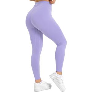 Women's Yoga Pants 7/8 High Waisted Workout Yoga Leggings for Women Butt Lifting Tummy Control Booty Tights (Lavender)