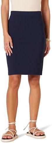 Amazon Essentials Women's Ponte Pull-On Above The Knee Fitted Pencil Skirt, Medium