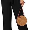 SySea Womens High Waisted Leopard Print Palazzo Pants Belted Wide Leg Long Trousers with Pockets, Size: XL