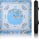 DEVPNR Mahjong Mat for Table with Rules, Noise-Reducing 32.6"x32.6" Mahjong Table Cover, Non-Slip Table Cloth for American Mahjong, Poker, Card, Board & Tile Games, Easy Storage with Travel Bag (Blue)