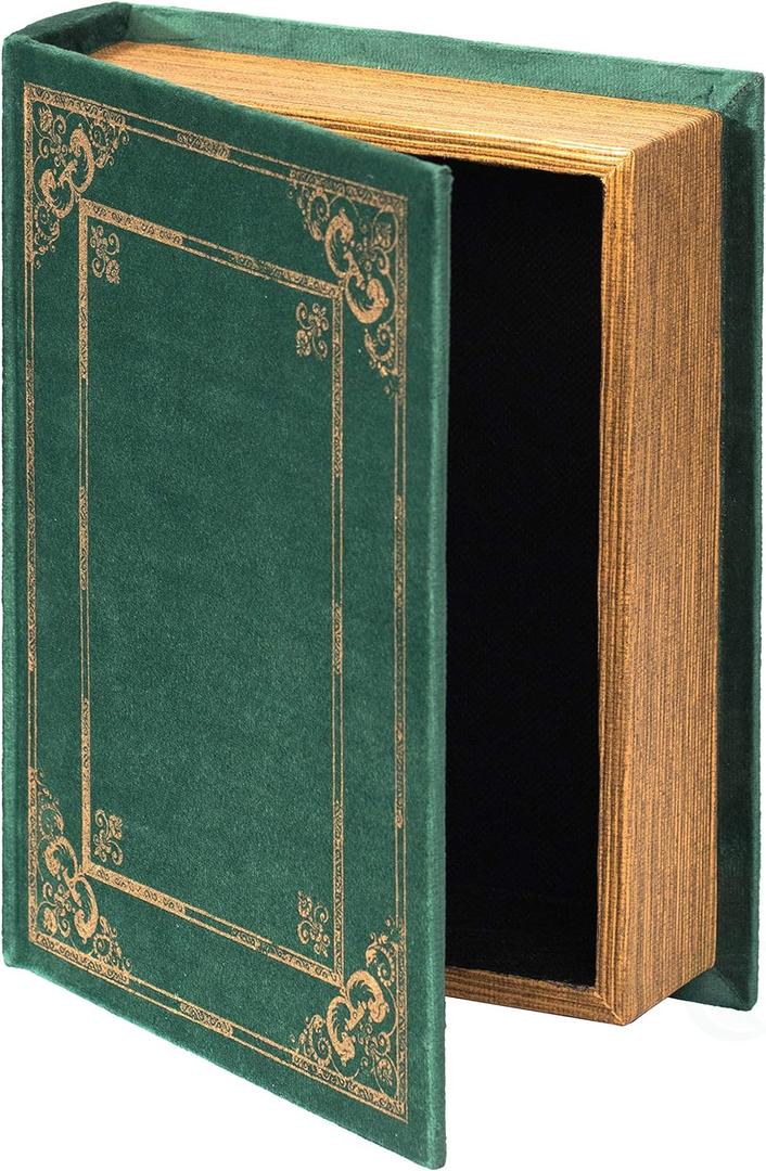 Decorative Vintage Book Shaped Trinket Storage Box- Green