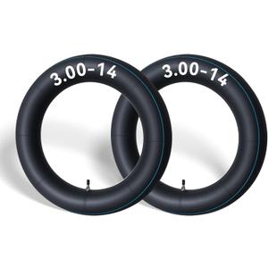 2-Pack 3.00-14 Motorcycle Inner Tube with Straight Valve - Also Fits 90/100-14, for Small Cruiser, Moped, and Some Dirt Bike Rear Tires