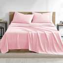4 Piece Light Pink Bed Sheet Set 100% Egyptian Cotton Sheets King Size Premium 800 Thread Count Sateen Weave, Fits Mattress Upto 14'' Deep Pocket (1 Flat, 1 Fitted Sheets, 2 Pillow Cases)