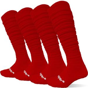 Youper Scrunch Padded Football Socks 2 Pack, Extra Long Sports Soccer Socks for Men & Boys (Medium, Red)