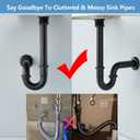 Brass P Trap with Bathroom Sink Stopper : 1-1/4 Sink Drain Bottle Trap Set with Overflow - Adjustable Height, Matte Black - Complete Basin Sink Plumbing Kit for Pipe Replacement