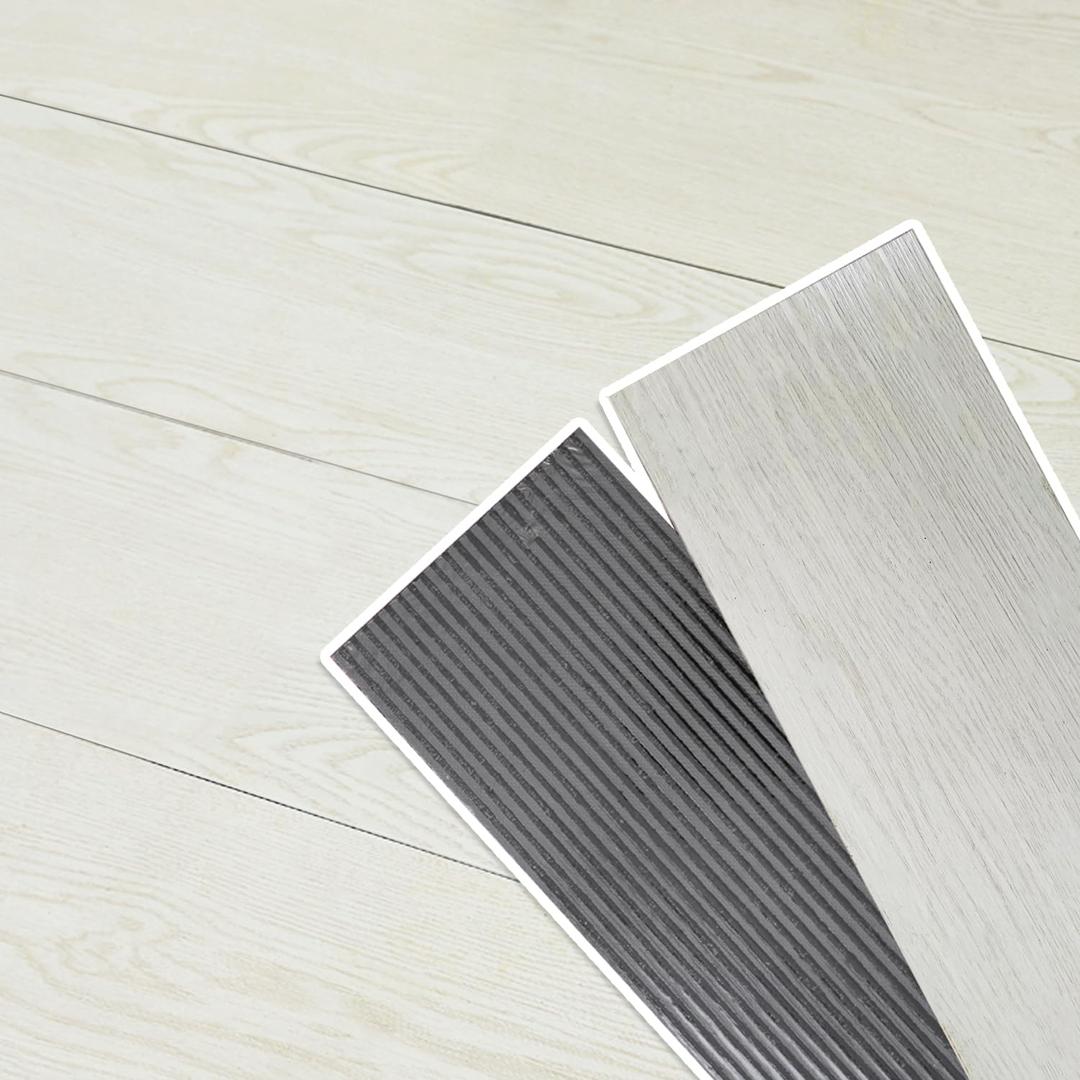 Peel and Stick Floor Tile Natural Wood Grain Appearance Self Adhesive Waterproof Fire Prevention and Scratch Prevention Suitable for Kitchen Bedroom Office (French Grey, 36PCS)