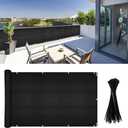 3x10Ft Balcony Privacy Screen, Apartment Railing Cover for Sunshade Wind & UV Protection, Outdoor Privacy Fence Screen for Patio, Terrace, Porch & Poolside Protection (Black)