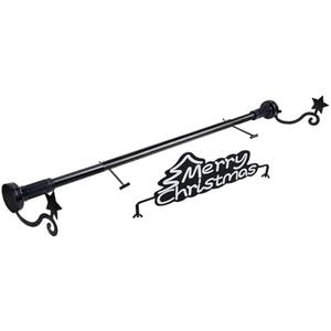 ATDAWN Easter Door Garland Hanger, Black Iron Rectangular Hanger, Adjustable Width 35-46 Inches, No Nails or Screws, Includes Merry Christmas Sign