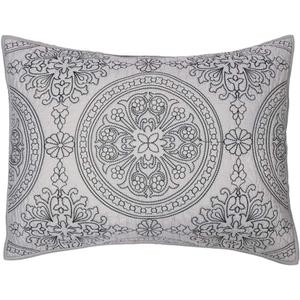ELEGANT LIFE HOME 100% Cotton Medallion Embroidered Standard Pillow Sham 20 x 26 inches, Gray, 1 Piece